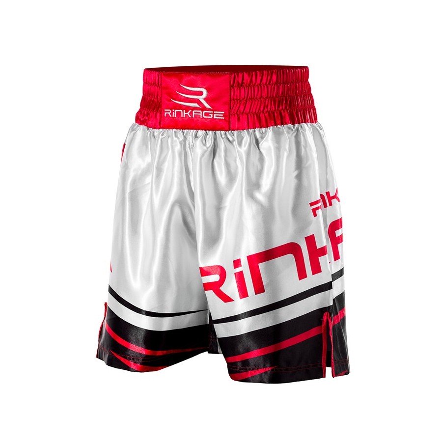 Short de boxe HECTOR Blanc-Rouge