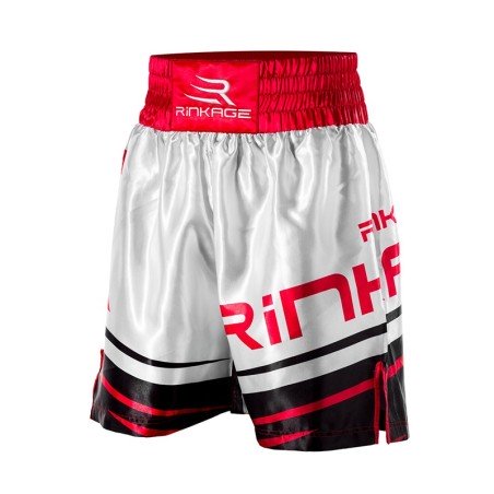 Short de boxe HECTOR Blanc-Rouge
